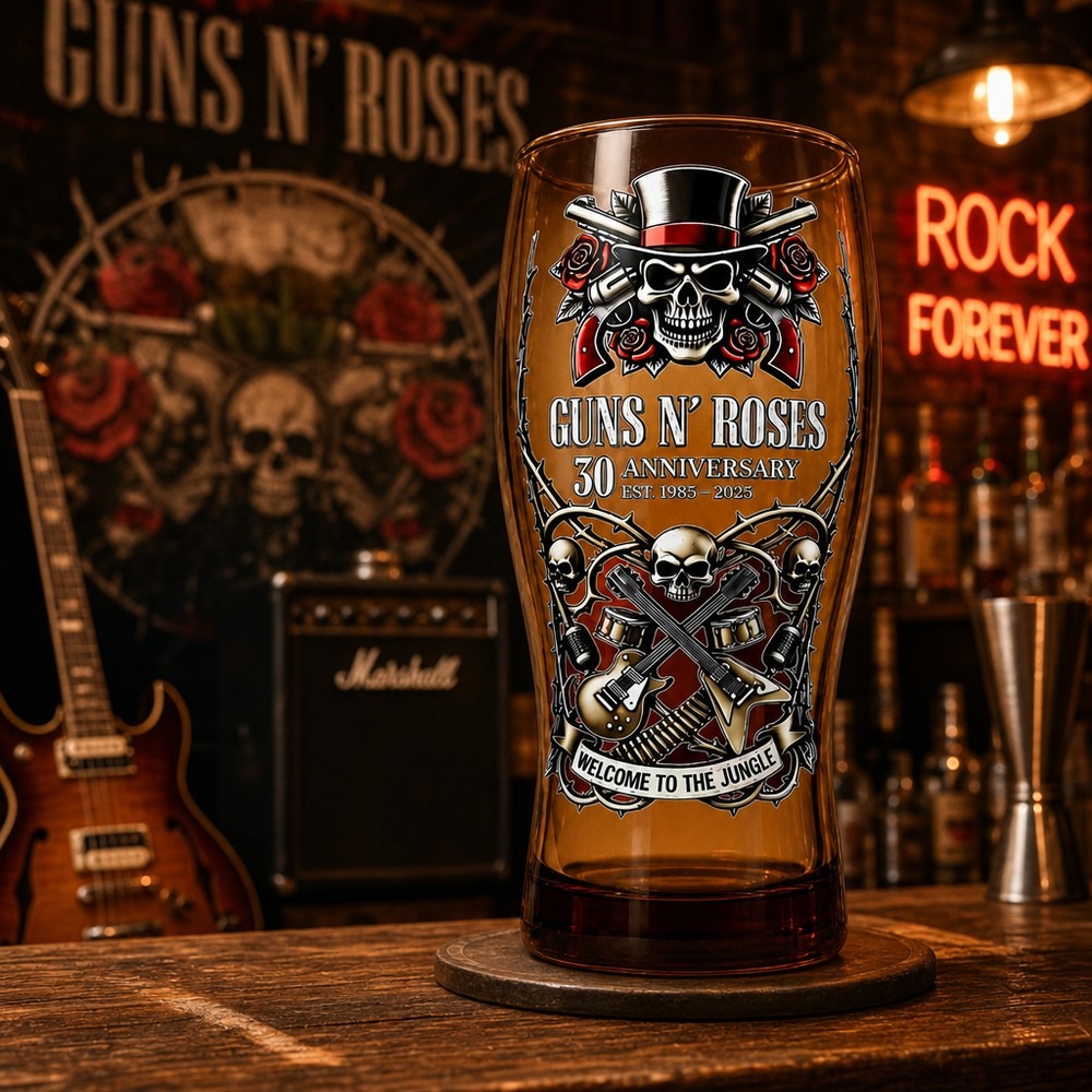 Vintage Collectible Glass - Chope à bière commémorative Guns N'