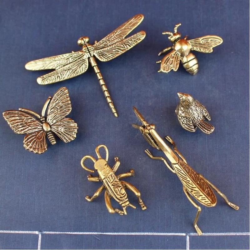 Vintage Fairy Figurines Collectible - Figurines d'insectes miniatures en laiton, finition