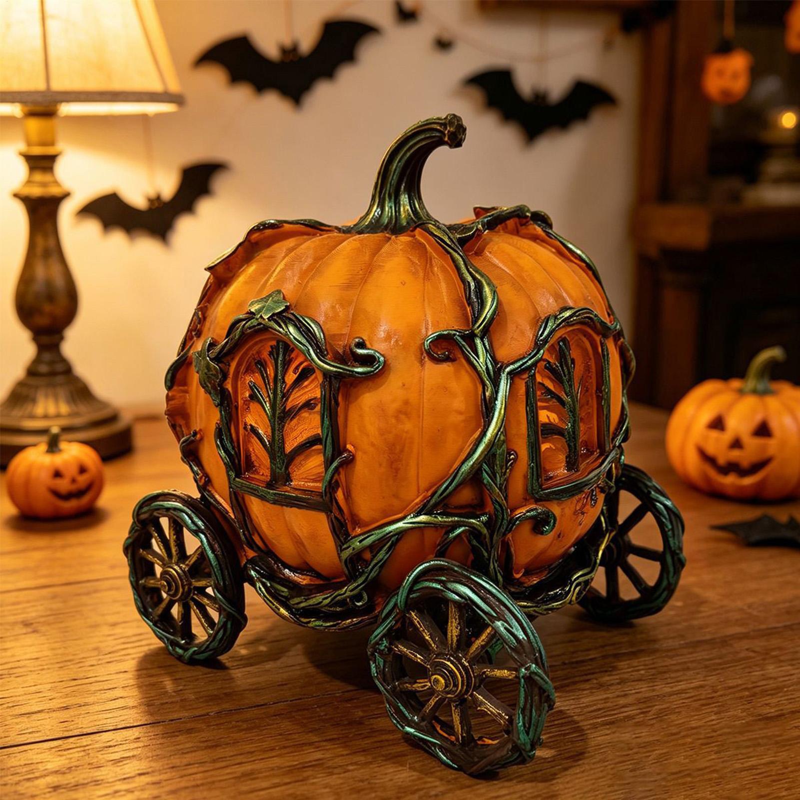 Vintage Fairy Figurines Collectible - Décoration d'Halloween Citrouille en Résine, Figurines