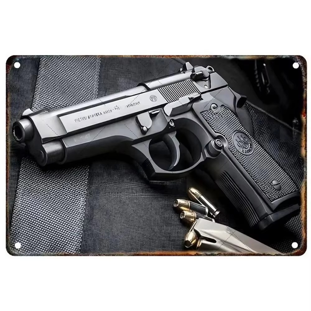 Vintage Collectibles & More Llc Photos - Plaque Métallique Vintage Rétro Pistolet Airsoft